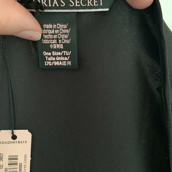 Victorias Secret One Size OS Love Black Vintage Silky Kimono Robe Tie Belt NWT - Picture 5 of 7